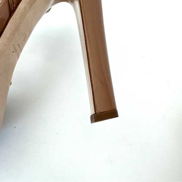 MIU MIU Patent Leather Eyelet Studded Trim Slingback Platform Sandal Heels Sz 38 - Picture 11 of 12